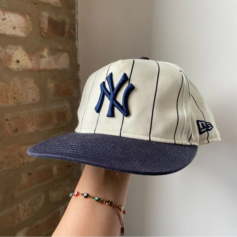 New Era Navy and Cream Pinstripe Cap